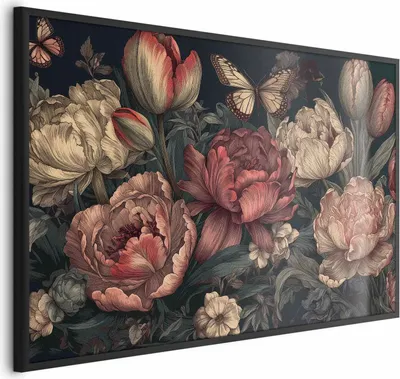 Produktbild von Posterpapier Poster - Flowers on a Turquoise Background 60x40 cm Blumen b-H-10025-ao-a