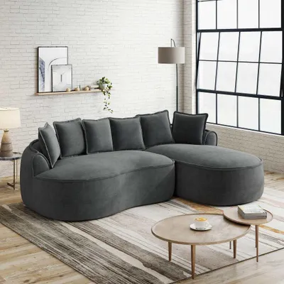 Produktbild von AIORBER L-förmiges modulares Ecksofa, Chenille Cloud Sofa mit tiefer Sitzfläche, bequemes Chaiselongue Sofa, 3-Sitzer, ohne Montage, Grau