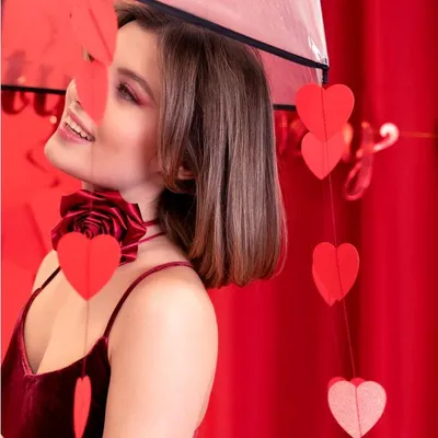 Produktbild von Rote Herzgirlande Valentinstag 500cm