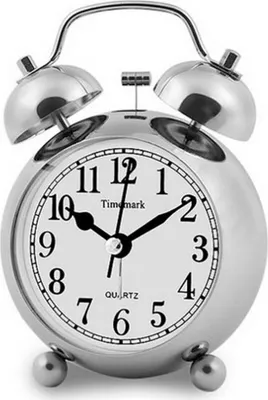 Zdjęcie produktu dla Analogowy budzik Timemark w kolorze srebrnym (9 x 13,5 x 5,5 cm)
