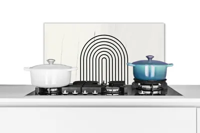 Obrázok produktu pre MuchoWow® Splashback Kuchyňa - Kuchynský backsplash - Ochrana steny pre sporák a drez Dúha - čierna - biela 70x30cm Alu-Dibond (alternatíva k