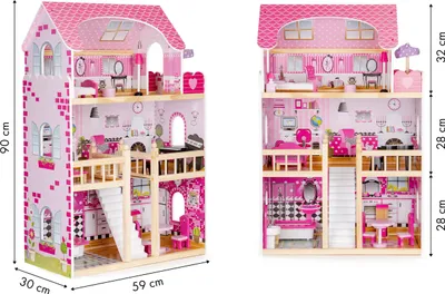 Produktbild von ECOTOYS Maryland Residenz Puppenhaus mit Ausstattung