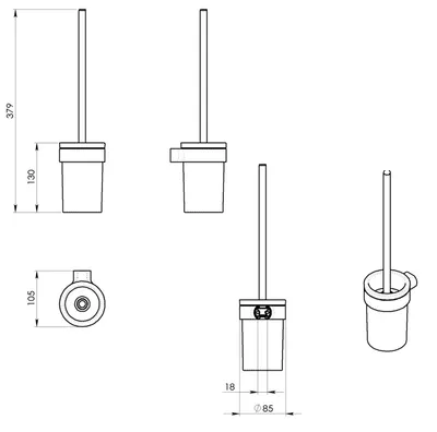 Produktbild von Gedy PIRENEI Hänge-WC-Bürste, Milchglas, Schwarz matt
