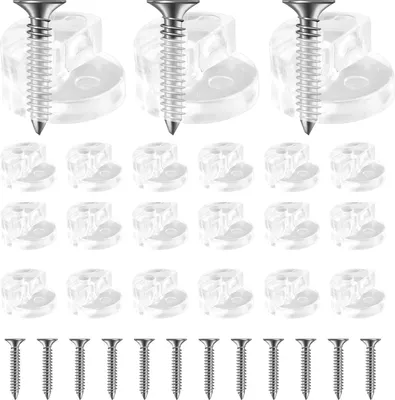 Produktbild von 30 Stück Glashalter Clips Kit, Glasklemme Spiegelhalter 13mm Transparente Glashalterungs zur Befestigung für 3-4 mm Glas und Glasschranktüren
