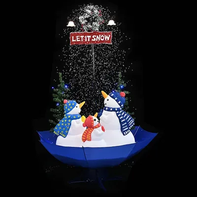 Immagine prodotto di vidaXL Albero di Natale con neve e ombrello base blu 170 cm PVC