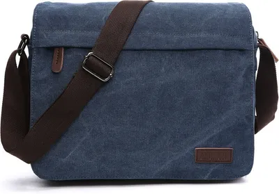 Produktbild von INF Umhängetasche Umhängetasche aus Canvas und Leder Dunkelblau