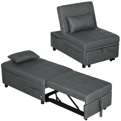 Zdjęcie produktu dla Fotel rozkładany HOMCOM 4 w 1 z funkcją spania, rozkładana sofa, kolor szary