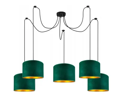 Produktbild von Deckenlampe Grün Lampe Leuchte aus Velours Vintage Modern E27 Designerlauchte 5-flammig N230-P5-G