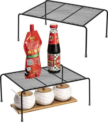 Productafbeelding van Famanu Keukenorganizer, 2-delig - Draadroosters voor keukenkasten, aanrechtbladen en voorraadruimtes (zwart)