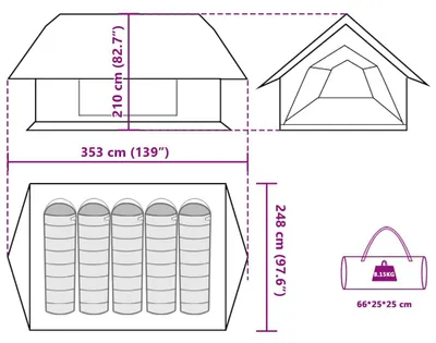 Productafbeelding van vidaXL Campingtent, 5 personen, grijs en oranje, waterdicht