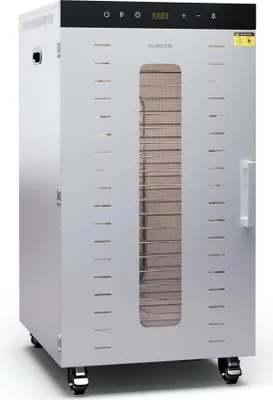 Image de Klarstein Déshydrateur Alimentaire – 2000W, 20 Étagères Inox, 30-90°C, Minuterie 24h, 3 Ventilateurs, Silencieux 50-55 dB, Déshydrateur Fruits & Légumes, Argent