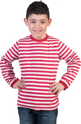 Produktbild von Langarm Ringelshirt Für Kinder Rot-Weiß