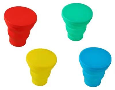 Produktbild von Set mit 4 zusammenklappbaren Bechern aus Silikon, 170 ml, ideal für den Einsatz im Freien und auf Reisen