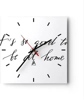 Produktbild von Wanduhr - Quadrat - Glasuhr - Motto Glück Haus - 40x40cm - Schleichendes Uhrwerk - Lautlos - zum Aufhängen bereit - Dekoration Modern - Wanddekoration aus Glas - C3AC40x40-4386