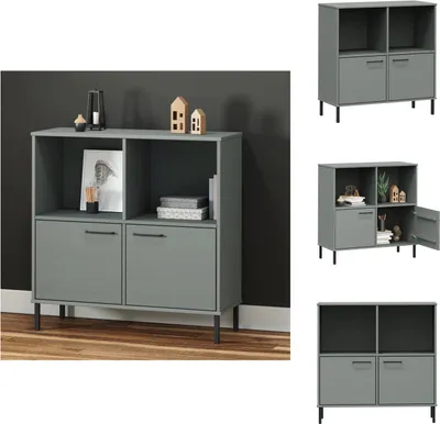 Produktbild von vidaXL Bücherregal OSLO mit Metallbeinen Grau 90x35x90,5 cm Massivholz -  Bücherregale & Bücherschränke