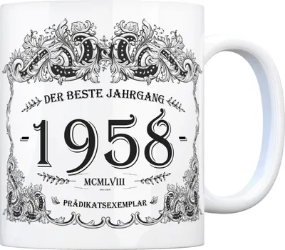 Produktbild von 1958 der beste Jahrgang Kaffeebecher Tasse Kaffeetasse Geburtsjahr Geburtstag