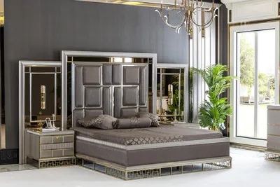 Produktbild von Bett Braun Elegantes Schlafzimmer Design Schön Luxus Doppel Betten
