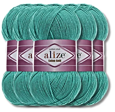 Zdjęcie produktu dla Alize 5x 100g Bawełna Gold, przędza bawełniana, kolor jednolity, do szydełkowania i robienia na drutach (szmaragdowy | 610)
