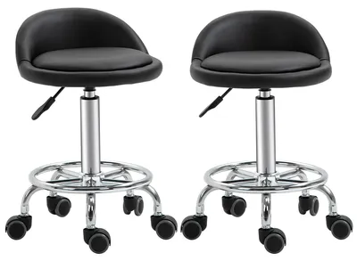 Image de Fauteuil de massage sur roulettes | Couleur : Noir | Dimensions : 38 x 38 x 57-72 cm