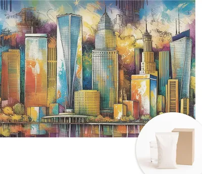 Obrázek produktu pro Samolepicí fototapeta – nástěnné malby do obývacího pokoje – 312 x 219 cm – dekorativní fólie na stěny – moderní design pro výzdobu stěn – tapety do interiérů – panorama města