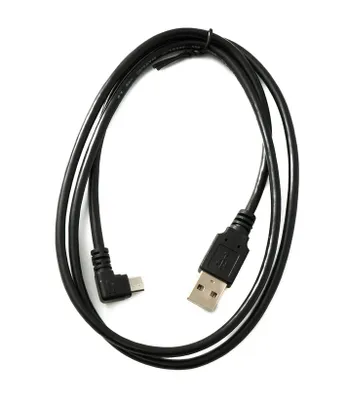 Produktbild von SYSTEM-S USB 2.0 Kabel 100 cm Micro B Stecker zu Typ A Stecker Right Angled Winkel Adapter in Schwarz
