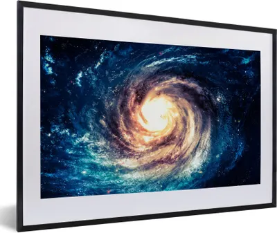 Produktbild von MuchoWow® Gerahmtes Poster Weltraum - Sterne - Blau 60x40 cm - Poster mit Schwarzem Bilderrahmen Wandposter Rahmen Foto Bilder - Schlafzimmer - Plakat in Rahmen - Drucken
