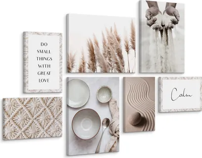 Produktbild von Muralo WANDBILDER SET Pflanzen Sand Zitaten für Wohnzimmer 4 Bilder 20x30cm und 3 Bilder 30x40cm