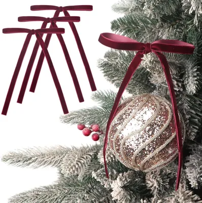Weihnachtsbaumschleifen, 24 Stück, rot, Samt, ca. 13 × 18 cm