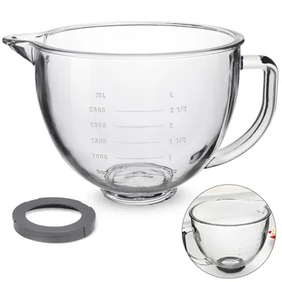 Produktbild von 5 Qt Glas-Rührschüssel, Geeignet für KitchenAid Kipp-Rührmaschine, Ersatzglas mit Skala und Griff, hitzebeständig