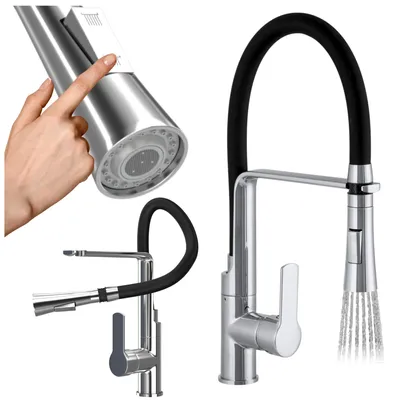 Produktbild von Granitan | Küchenarmatur Vegas - Silber - 43 cm - Flexibler Auslauf - Ausziehbare Brause
