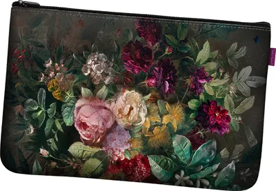 Produktbild von Bertoni Taschenkosmetiktasche aus Filz XXL Anthrazitfarbener Blumenstrauß