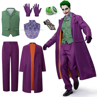 Produktbild von Joker Kostüm für Männer mit lila Jacke und grünem Weste