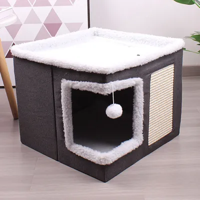 Imagen del producto de Camas para gatos: Cama plegable para mascotas con función de almacenamiento, transpirable y ideal para interiores