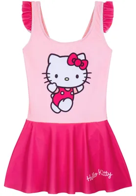 Produktbild von Get Trend Hello Kitty Badeanzug Mädchen Einteiler Bademode Badekleid Bequemer Kawaii Schwimmanzug Kinder Baderock Schwimmen und Baden (9-10 Jahre, Rosa Hello Kitty)