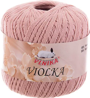 50g Vlnika Violka Häkelgarn Baumwolle recycelt Klassikgarn Filetgarn unifarben hellmauve