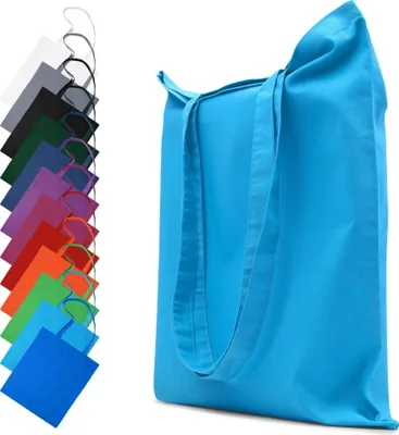 Produktbild von Stofftasche Baumwolltasche 22x26 cm Tasche Beutel Tragetasche Einkaufstasche Stoffbeutel, in Farbe: Türkis