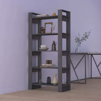 Produktbild von vidaXL Bücherregal/Raumteiler Grau 80x35x160 cm Massivholz - Bücherregal - Bücherregale - Raumteiler - Holz Bücherregal