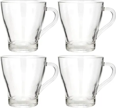 Immagine prodotto di Set di 4 tazze da caffè/tè Excellent Houseware, vetro, 9x9,5 cm, 300 ml, trasparenti