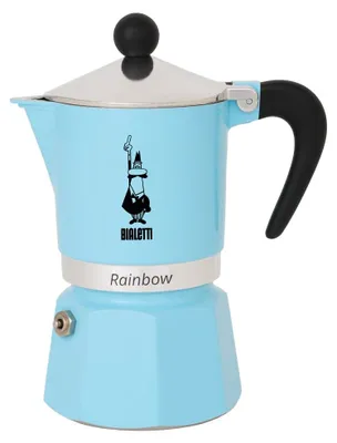 Immagine prodotto di Bialetti 5043 Rainbow, caffettiera colorata in alluminio, colore blu, capacità per 6 tazze