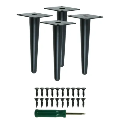 Produktbild von Metallfuß aus Stahl 20 cm gerade Sofafuß Schrankfuße Schwarz 4 Stück