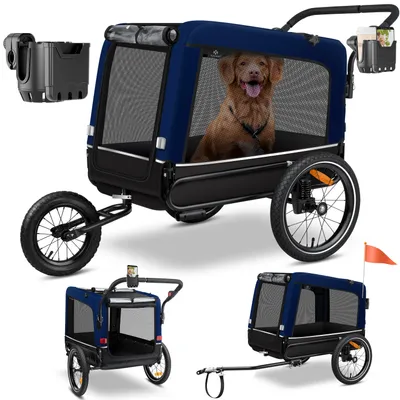 Produktbild von KESSER® Hundeanhänger Boxer 3-in-1 Hundebuggy & Jogger Fahrradanhänger groß ca. 240 Liter Volumen, gefedert, 360° Grad Vorderrad, 600D Oxford Canvas, SmartSpace Concept, maximale Belastbarkeit: 40 kg