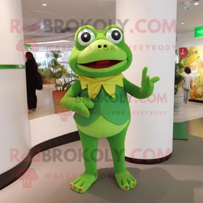 Obrázek produktu pro Postava REDBROKOLY maskota zelené žáby oblečená s hodinkami Culottes and Bracelet