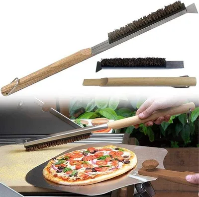 Obrázek produktu pro Čisticí kartáč s dlouhou rukojetí – účinný a hygienický – 1 ks – dřevo a nerezová ocel