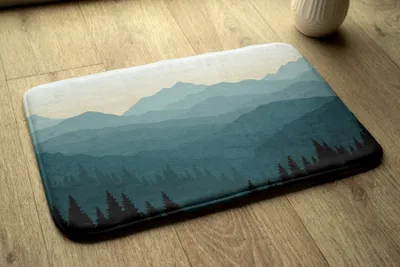 Produktbild von Badteppich Saugfähige - Badezimmer Teppich - Rutschfester Badvorleger Badematte - 90x60 cm - Berge und Wald