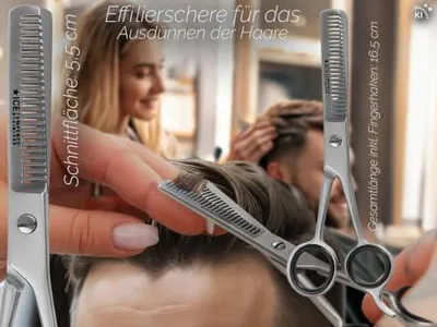 Produktbild von Effilierschere für Friseure mit Etui und 6 Zoll Haarscheren aus Edelstahl