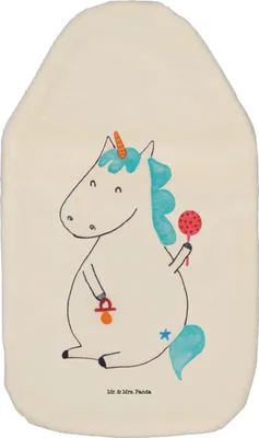Produktbild von Mr. & Mrs. Panda Wärmflasche Einhorn Baby - Weiß - Geschenk, Unicorn, Mutter, Geburtstag, mit Bezug, Einhörner, Party, Wärmflaschen, Wärmekissen, bettwärmflasche