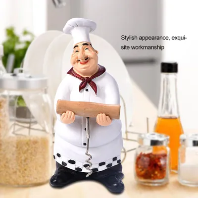 Obrázek produktu pro Roztomilý šéfkuchař socha figurka ozdoby Vintage domácí dekor kuchyně restaurace pryskyřice řemesla #E
