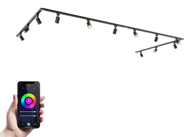 Image de HOFTRONIC - Kit système de rails 4 x 1,5 m 12 spots RGBWW GU10 Noir IP20