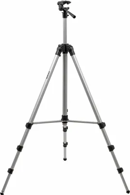 Produktbild von STIER Baustativ Aluminium 88-250 cm, Modell 250, Kurbelsäule, stufenlos verstellbar, 1/4 Zoll Gewinde, mit Wasserwaage und Transporttasche, für Laser und Nivelliergeräte, robust und leicht