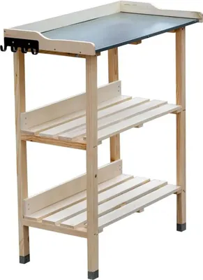 Produktbild von ITA Pflanztisch aus Holz 76x38x89 cm Natur - Mit verzinkter Arbeitsplatte und Ablageboden - Gärtnertisch - Qualität Direkt vom Hersteller - Outdoor & Indoor